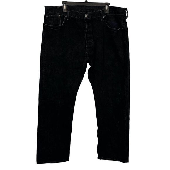 Levis Levi Strauss 501 Mens Black Button Fly Red Tab Straight Leg Jeans 40 x 30 - Picture 1 of 16
